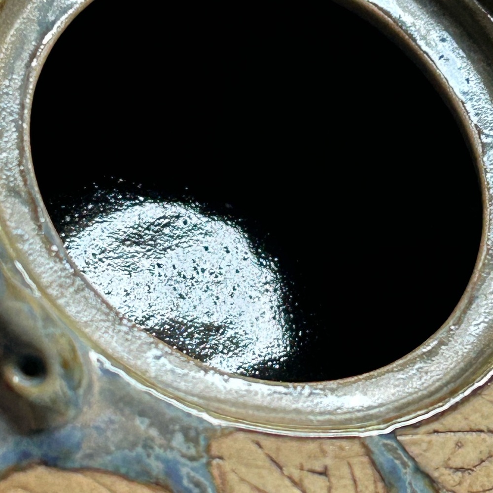 Blue and Brown Ceramic Art Teapot with Botanical Design - Picture 9 of 9